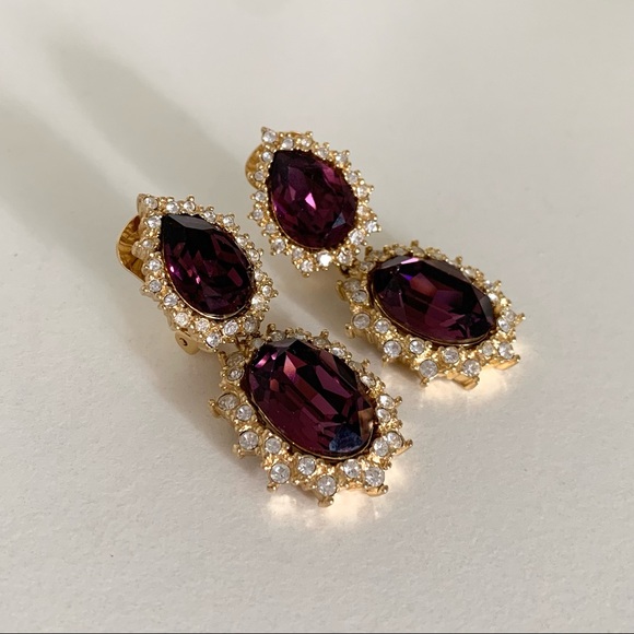 Vintage Christian Dior large crystal earrings - Picture 1 of 15